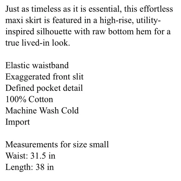 New Free People “Like This” maxi skirt khaki tan XS fits 10-12. Sold out. - Picture 7 of 7